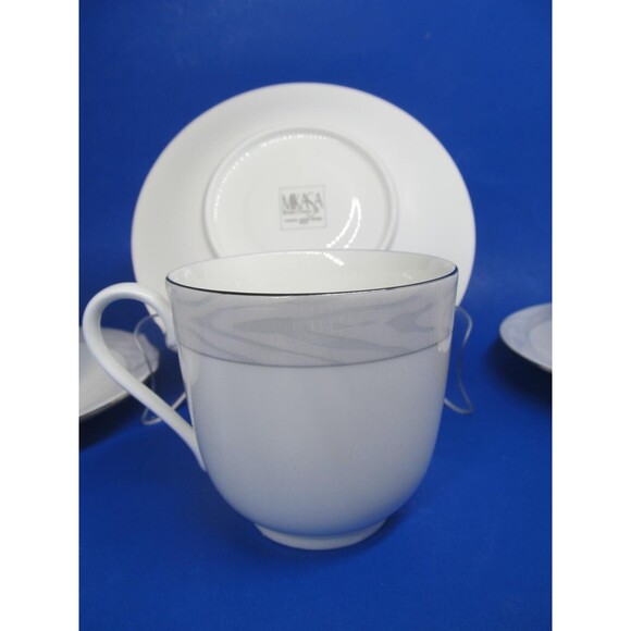 Mikasa Satin Moire Set Of 4 Saucers And 3 Footed Cups - Picture 7 of 16